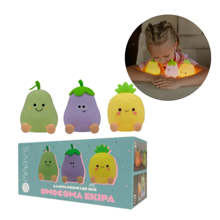 Oswietlenie-do-pokoju-dzieciecego - zestaw lampek nocnych owoce led 3w1 prezent dla dziecka interblue 