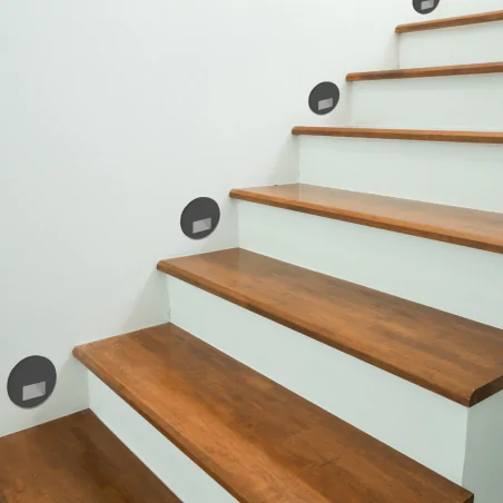 Oswietlenie-schodowe - oprawa schodowa led okrągła w kolorze czarnym 1,2w lampa ze zmienną barwą światła cct wektor 04860 ideus 