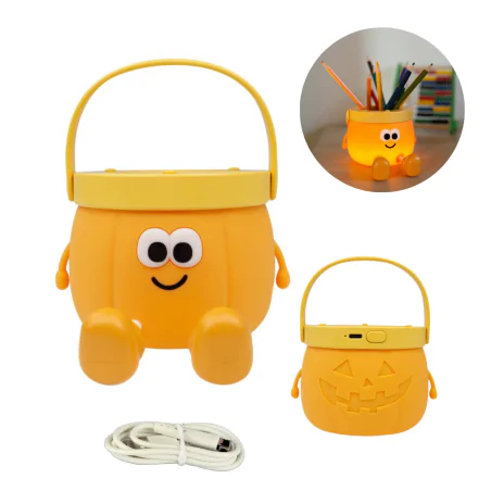 Oswietlenie-do-pokoju-dzieciecego - lampka nocna led pomarańczowa jesienna dynia na haloween interblue 