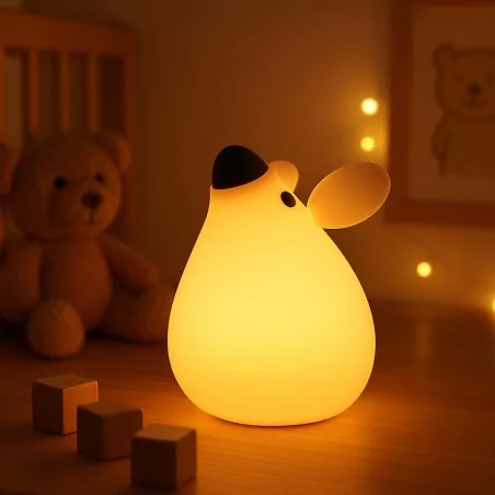 Oswietlenie-do-pokoju-dzieciecego - lampka nocna led dziecięca szara myszka prezent dla dziecka interblue 