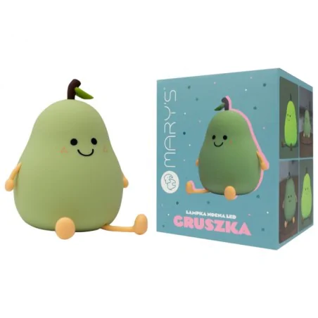 Oswietlenie-do-pokoju-dzieciecego - lampka nocna led dla dziecka miękka zielona gruszka interblue 