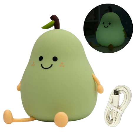 Oswietlenie-do-pokoju-dzieciecego - lampka nocna led dla dziecka miękka zielona gruszka interblue 