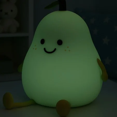 Oswietlenie-do-pokoju-dzieciecego - lampka nocna led dla dziecka miękka zielona gruszka interblue 