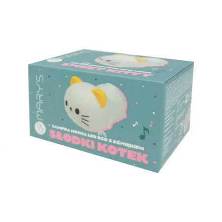 Oswietlenie-do-pokoju-dzieciecego - lampka w kształcie kotka z dźwiękiem na prezent do usypiania usb interblue 