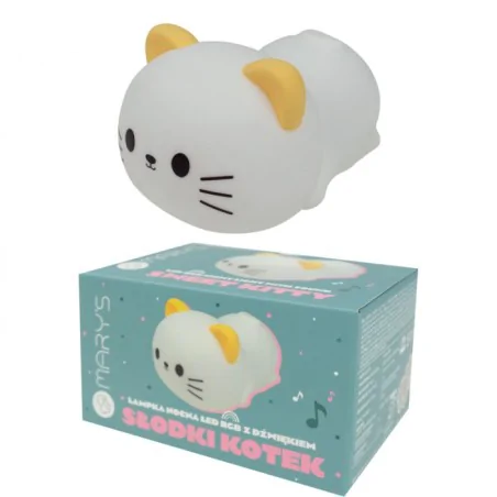 Oswietlenie-do-pokoju-dzieciecego - lampka w kształcie kotka z dźwiękiem na prezent do usypiania usb interblue 