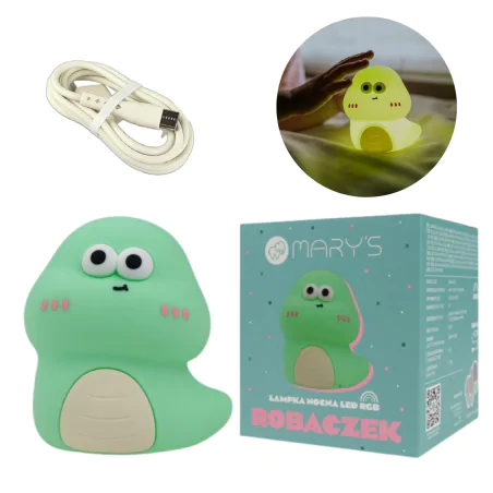 Oswietlenie-do-pokoju-dzieciecego - lampka dziecięca zielony robaczek do pokoju niemowlaka usb interblue 