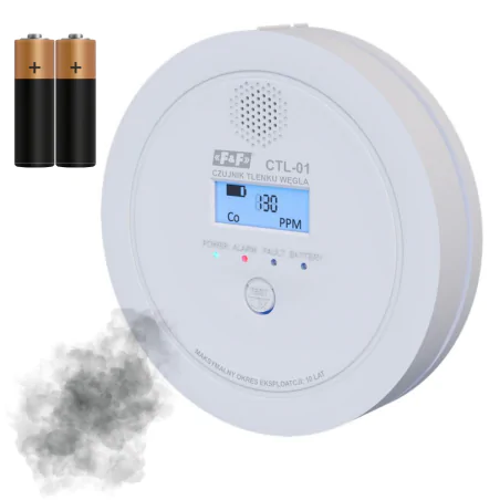 Czujniki-czadu - czujnik czadu na baterie detektor tlenku węgla z wyświetlaczem ctl-01 f&f 