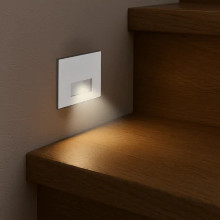 Oswietlenie-schodowe - oprawa schodowa led kwadratowa w kolorze białym 1,2w lampa ze zmienną barwą światła cct wektor 04861 ideus 