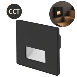 Oswietlenie-schodowe - oprawa schodowa led kwadratowa czarna 1,2w lampka ze zmienną barwą światła cct wektor 04862 ideus