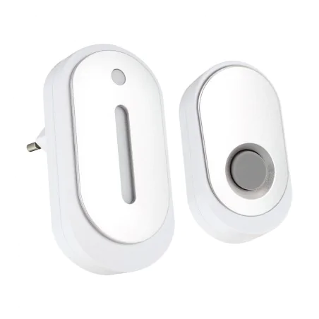 Dzwonki-do-drzwi-przewodowe - dzwonek bezprzewodowy do gniazdka biało-srebrny alto 230v ideus 