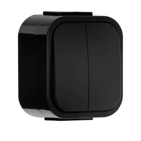 Wylaczniki-podwojne - czarny włącznik podwójny świecznikowy natynkowy b2 wnt-2b2 abex 