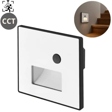Oswietlenie-schodowe - oprawa schodowa led z czujnikiem ruchu lampka biała kwadratowa ze zmienną barwą światła wektor 04865 ideus 