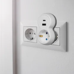 Rozgalezniki - rozgałęźnik do gniazdka z ładowarką usb kontakt z uziemiem schuko port a+c or-ae-13302(gs) orno 