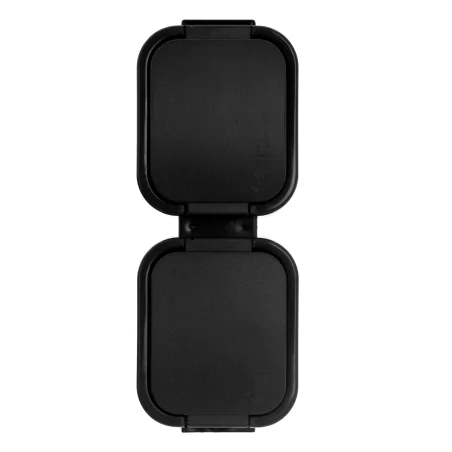 Gniazda-podwojne-natynkowe - podwójne gniazdo natynkowe pionowe czarne z klapką ip54 b2  abex 