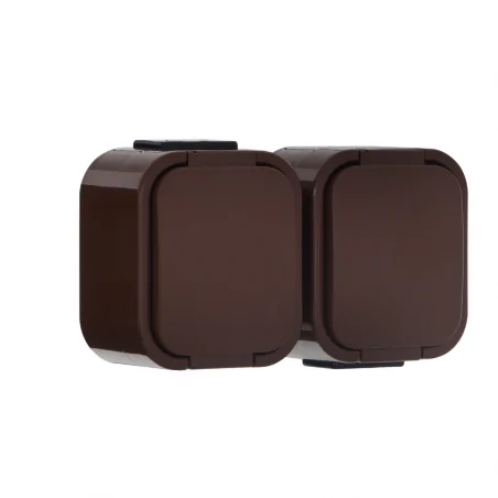 Gniazda-podwojne-natynkowe - brązowe gniazdo podwójne natynkowe do piwnicy b2 nt-6b2 ip54 abex 