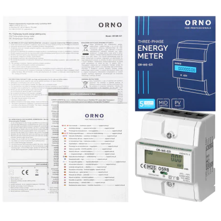 Liczniki-jednofazowe - licznik energii elektrycznej watomierz trójfazowy 3,4 moduły na szynę din or-we-531 orno 