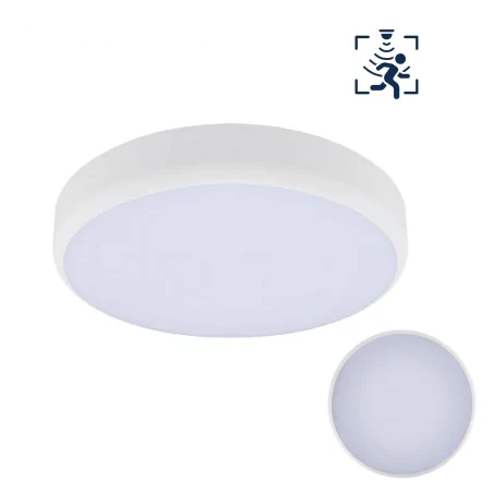 Plafony - lampa led hermetyczna plafon biały z czujnikiem ruchu goliat ideus 
