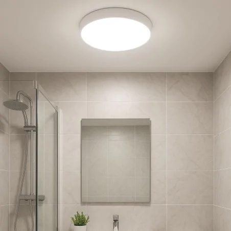 Plafony - lampa led hermetyczna plafon biały z czujnikiem ruchu goliat ideus 