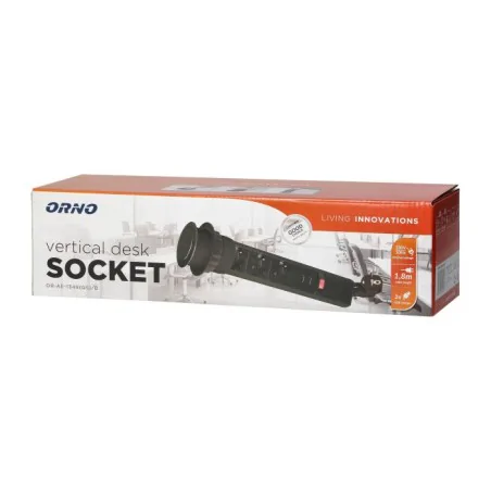 Gniazda-meblowe - czarne gniazdo blatowe wysuwane z ładowarką usb i przewodem schuko z or-ae-1349(gs)/b orno 