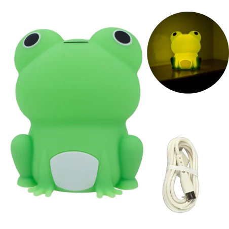 Oswietlenie-do-pokoju-dzieciecego - lampka dziecięca nocna żabka led silikonowa dotykowa usb interblue 