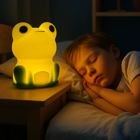 Oswietlenie-do-pokoju-dzieciecego - lampka dziecięca nocna żabka led silikonowa dotykowa usb interblue 
