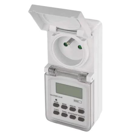 Programatory-czasowe - cyfrowy programator czasowy na zewnątrz ip44 z wyświetlaczem biały p5507n emos 