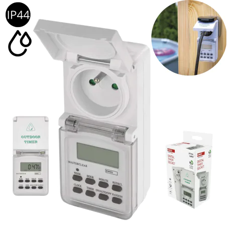 Programatory-czasowe - cyfrowy programator czasowy na zewnątrz ip44 z wyświetlaczem biały p5507n emos 