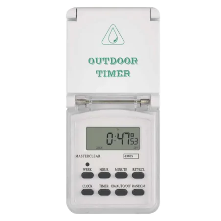 Programatory-czasowe - cyfrowy programator czasowy na zewnątrz ip44 z wyświetlaczem biały p5507n emos 