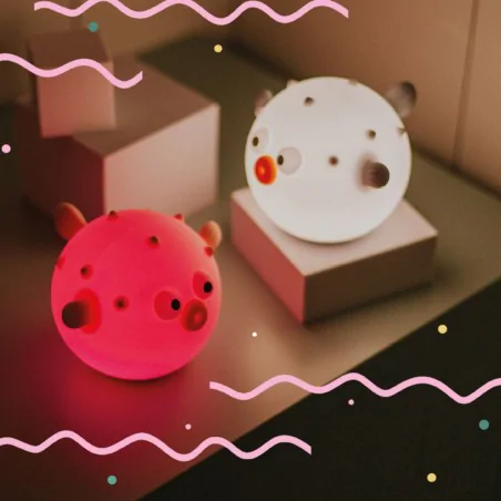 Oswietlenie-do-pokoju-dzieciecego - lampka dziecięca nocna rybka różowa lampa rozdymka led bezprzewodowa  interblue 