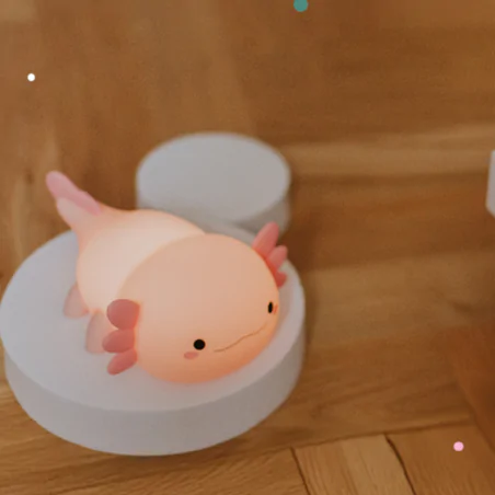 Oswietlenie-do-pokoju-dzieciecego - lampka dziecięca nocna różowa lampa aksolotl led interblue 