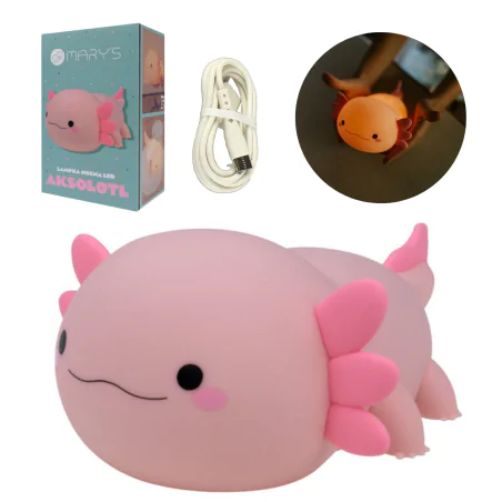 Oswietlenie-do-pokoju-dzieciecego - lampka dziecięca nocna różowa lampa aksolotl led interblue 