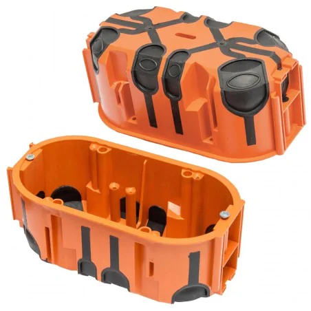 Puszki-podtynkowe - puszka podwójna podtynkowa wiatroszczelna produo głęboka z wkrętami fi68m a.0092 pawbol 