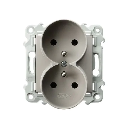 Gniazda-podwojne-podtynkowe - gniazdo podwójne kaszmirowy beż gniazdko z uziemieniem do ramki szafir ospel gp-2zrz/m/83 