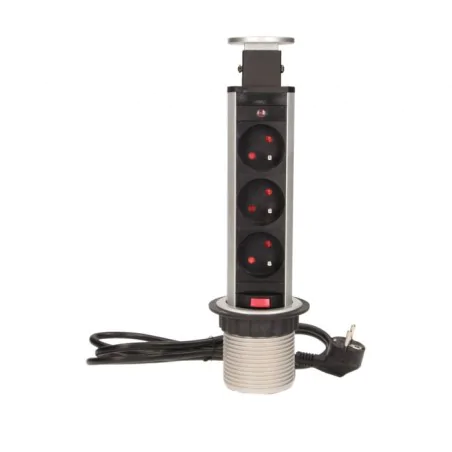 Listwy-zasilajace - gniazdo meblowe wysuwane z blatu z blokadą fi 6 cm 3 gniazda 230v ac 3680w przewód 1.8 m or-ae-1347 orno 