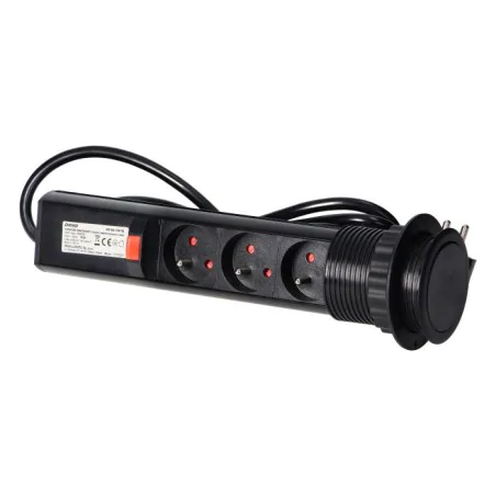 Listwy-zasilajace - gniazdo meblowe wysuwane z blatu potrójne czarne do kuchni or-ae-1347/b orno 