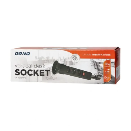 Listwy-zasilajace - gniazdo meblowe wysuwane z blatu potrójne czarne do kuchni or-ae-1347/b orno 