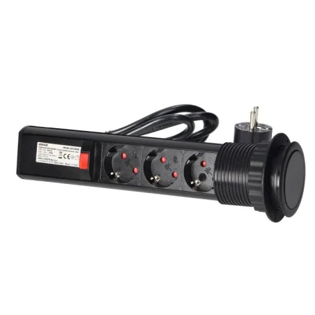 Listwy-zasilajace - gniazdo meblowe wysuwane z blatu potrójne czarne do kuchni schuko or-ae-1347(gs)/b orno 