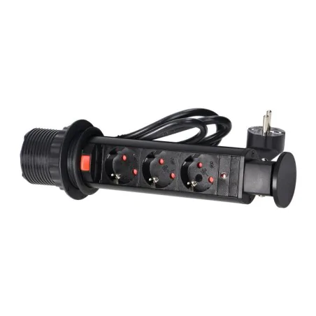 Listwy-zasilajace - gniazdo meblowe wysuwane z blatu potrójne czarne do kuchni schuko or-ae-1347(gs)/b orno 