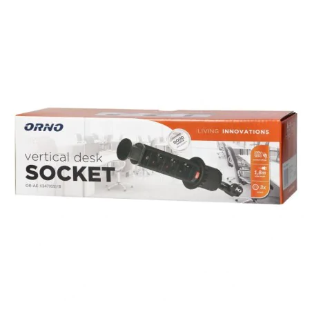 Listwy-zasilajace - gniazdo meblowe wysuwane z blatu potrójne czarne do kuchni schuko or-ae-1347(gs)/b orno 