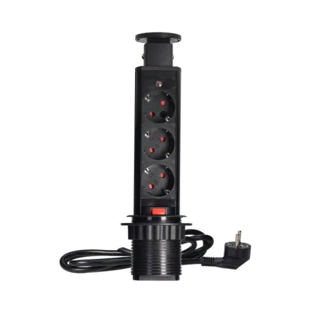 Listwy-zasilajace - gniazdo meblowe wysuwane z blatu potrójne czarne do kuchni schuko or-ae-1347(gs)/b orno 