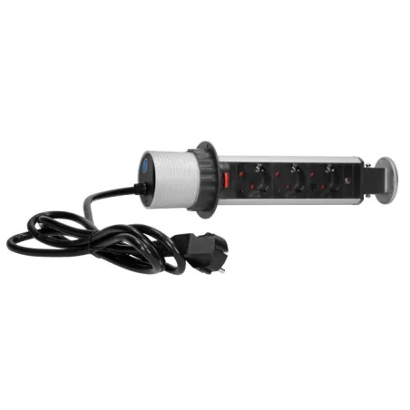 Listwy-zasilajace - srebrne gniazdo meblowe wysuwane z blatu potrójne kuchenne schuko or-ae-1347(gs) orno 