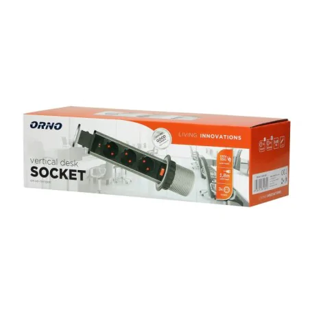 Listwy-zasilajace - srebrne gniazdo meblowe wysuwane z blatu potrójne kuchenne schuko or-ae-1347(gs) orno 