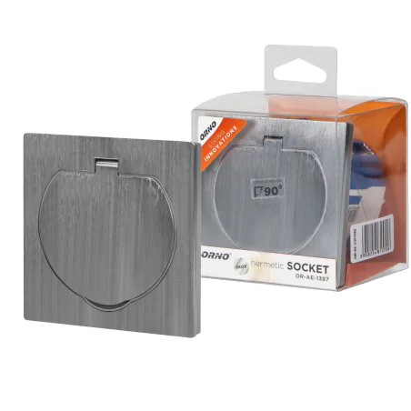 Gniazda-pojedyncze-podtynkowe - gniazdo podtynkowe na zewnątrz z klapką hermetyczne z puszką wiatroszczelną ip55 kwadratowe or-ae-1397mb orno 