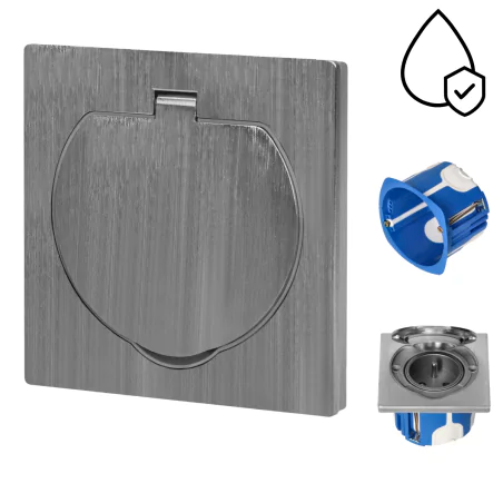 Gniazda-pojedyncze-podtynkowe - gniazdo podtynkowe na zewnątrz z klapką hermetyczne z puszką wiatroszczelną ip55 kwadratowe or-ae-1397mb orno 