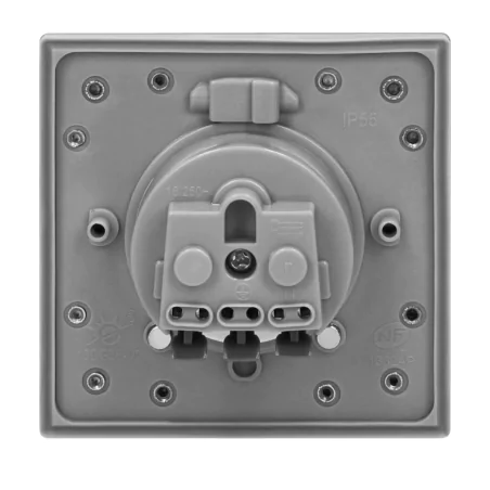 Gniazda-pojedyncze-podtynkowe - gniazdo podtynkowe na zewnątrz z klapką hermetyczne z puszką wiatroszczelną ip55 kwadratowe or-ae-1397mb orno 