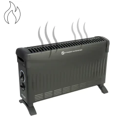 Grzejniki-konwektorowe - grzejnik konwektorowy czarny z regulacją mocy z termostatem vo2454 volteno