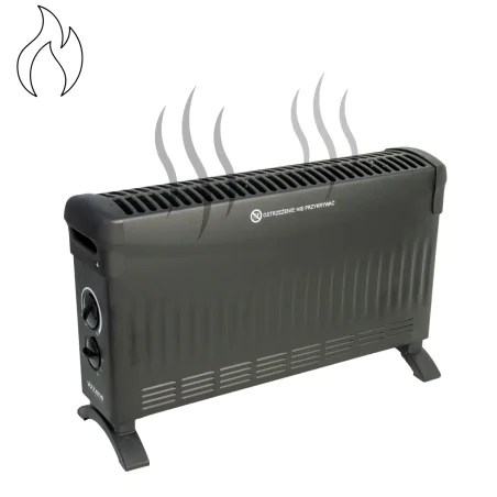 Grzejniki-konwektorowe - grzejnik konwektorowy czarny z regulacją mocy z termostatem vo2454 volteno 