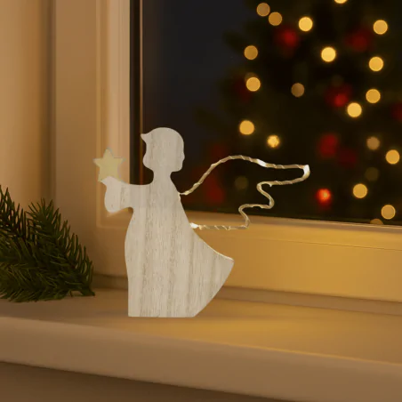 Dekoracje-swiateczne-led - aniołek led drewniany na baterie upominek na święta bożego narodzenia dcww43 emos 