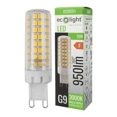 Gwint-trzonek-g9 - mocna żarówka led g9 10w z ciepłym białym światłem 3000k 950lm ec20751 eco-light 