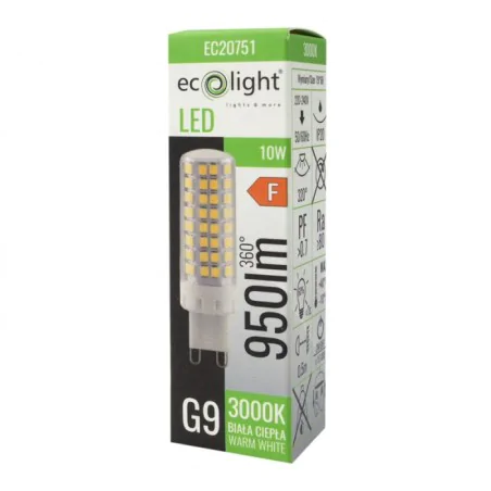 Gwint-trzonek-g9 - mocna żarówka led g9 10w z ciepłym białym światłem 3000k 950lm ec20751 eco-light 